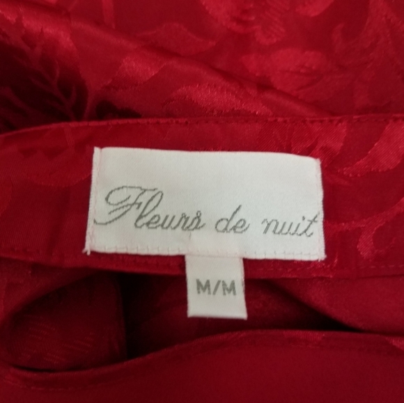Fleurs de Nuit M Red Satin Chemise Short Nightie - Picture 6 of 8